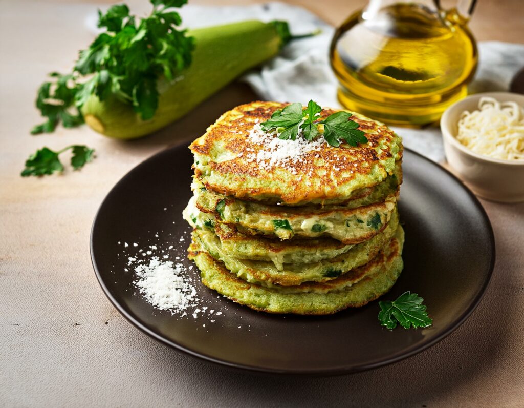 Illustration de la recette 10 d'un pique-nique sain : Galettes de courgettes